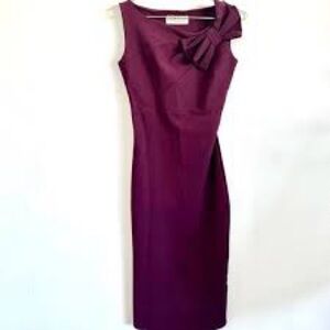 $695 NWT Chiara Boni Elegant Wine Shoko Sleeveless Bow Dress 2 NWT $695